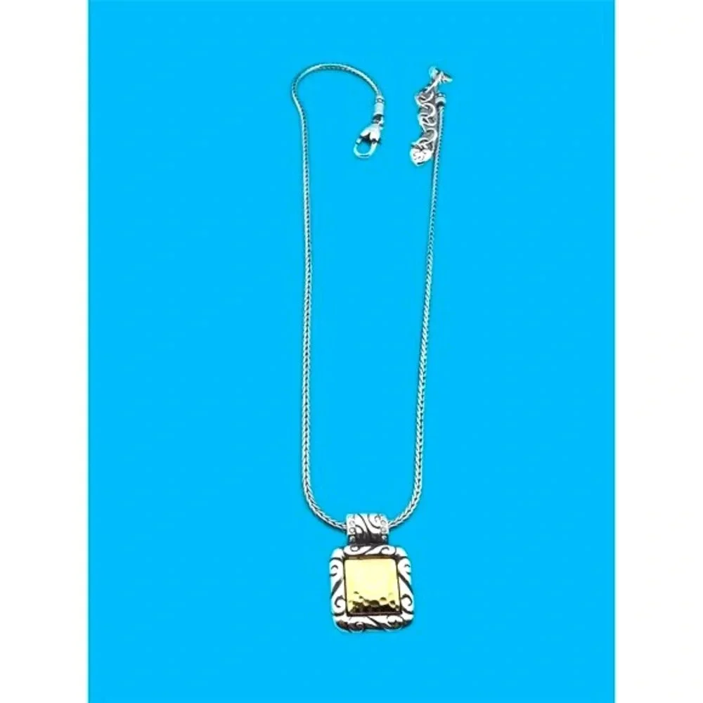 Brighton REGINA Silver Gold Pendant Necklace Reversible beautiful necklace